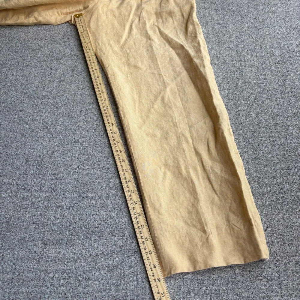 Burberry Pants Mens 36 Yellow Tan London Pleated Linen Straight Leg